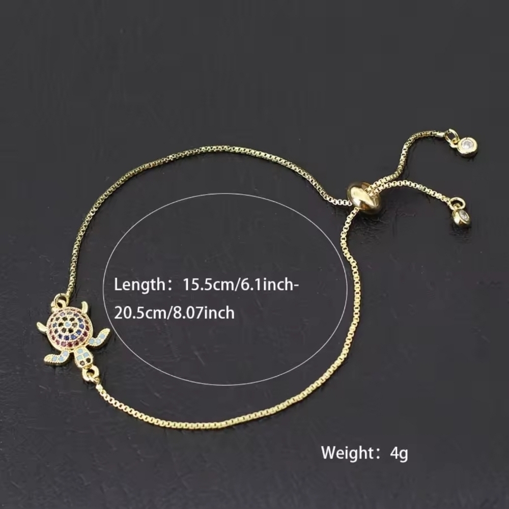 So Pretty and Premiun quality Gold Turtle🐢 Bracelet with Multicolor Crystals - Picture 3 of 5